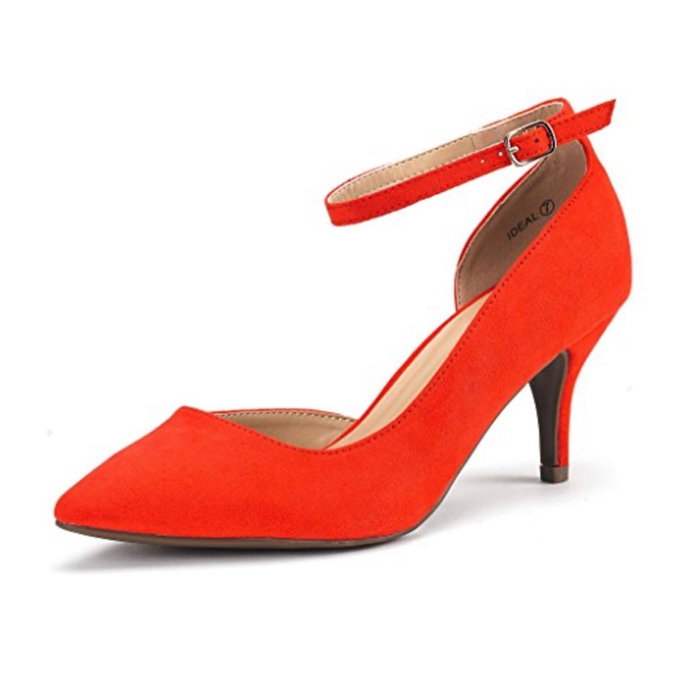 Dream Pairs Women's Red Suede Low Heel Dress Pump - Picture 2 of 11